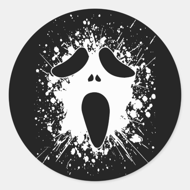 Redonda Ghost Face Halloween Splatt Pegatina (Anverso)
