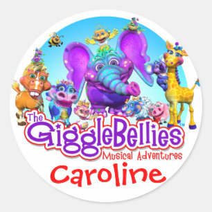 Redonda GiggleBellies + el Pegatina de nombre de su hijo