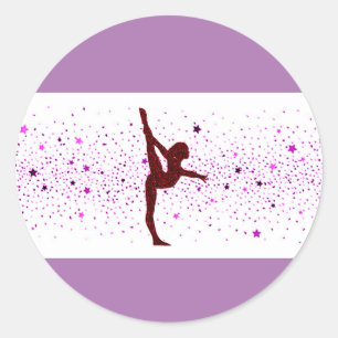 Redonda Gimnasia pegatina espumoso morado.