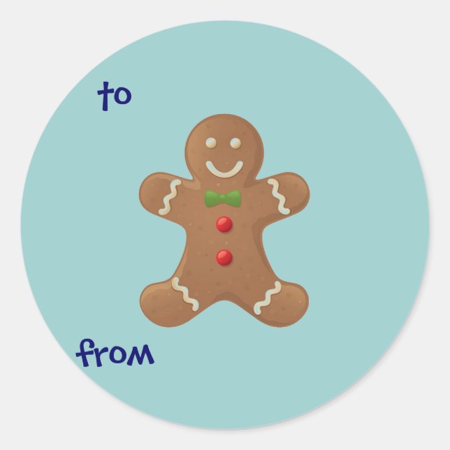 Redonda Gingerbread Boy-To/From Pegatina (Anverso)