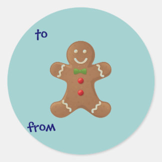 Redonda Gingerbread Boy-To/From Pegatina