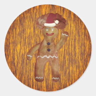 Redonda Gingerbread Man Santa Pegatina