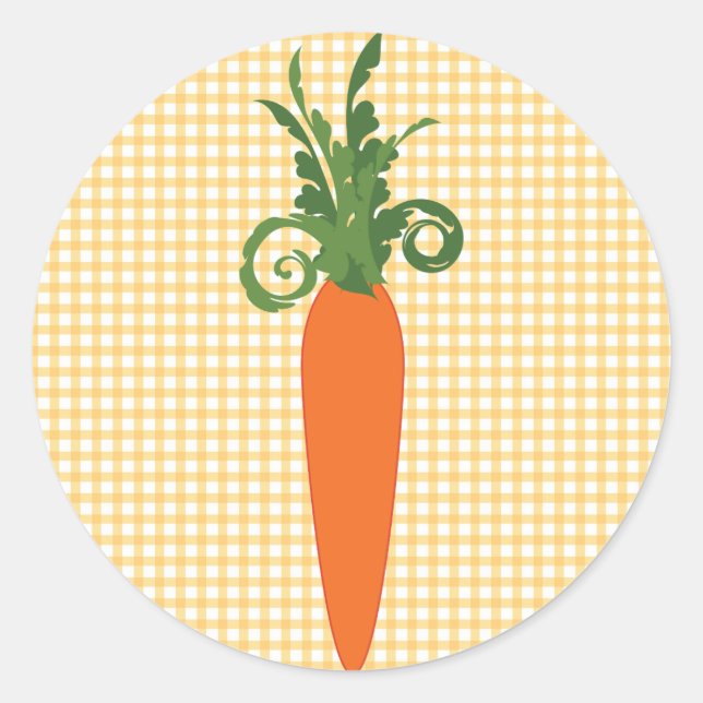 Redonda Gingham Carrot Pegatina (Anverso)