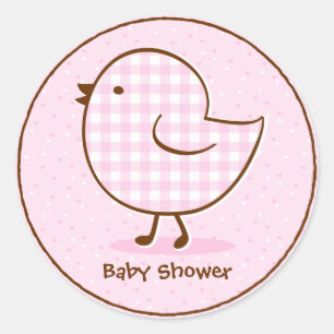 Redonda Gingham Chick Pegatina