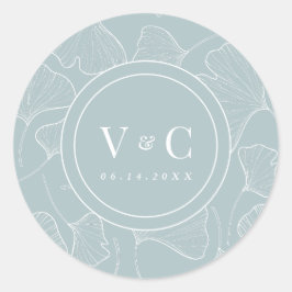 Redonda Ginkgo Biloba Whimsical Boda Pegatina