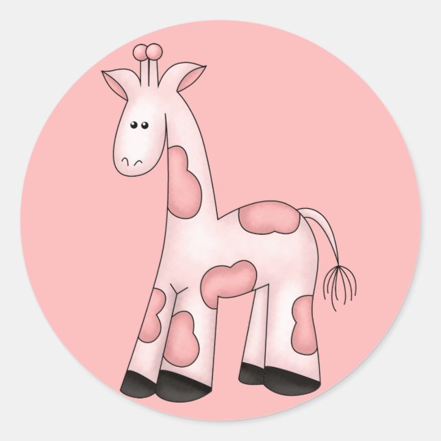 Redonda Giraffe Baby Pegatina (Anverso)