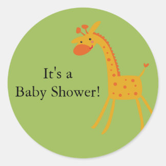 Redonda Giraffe Baby Shower Pegatina
