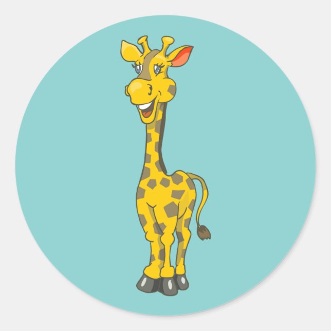 Redonda Giraffe Birthday Pegatina (Anverso)