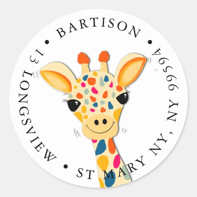 Redonda Giraffe Company Classic Round Pegatina (Anverso)