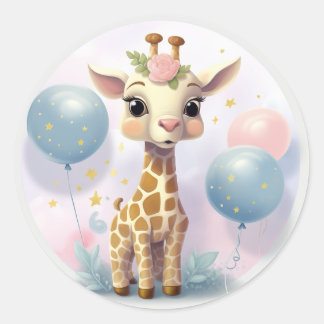 Redonda Giraffe pegatina