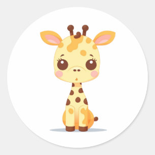 Redonda Giraffe Pegatina