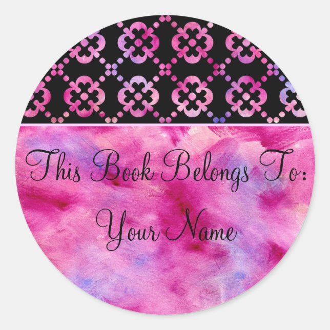 Redonda Girly Este Libro Pertenece Al Pegatina (Anverso)