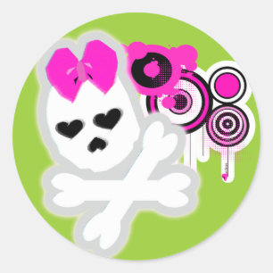 Redonda Girly SKull Pegatina