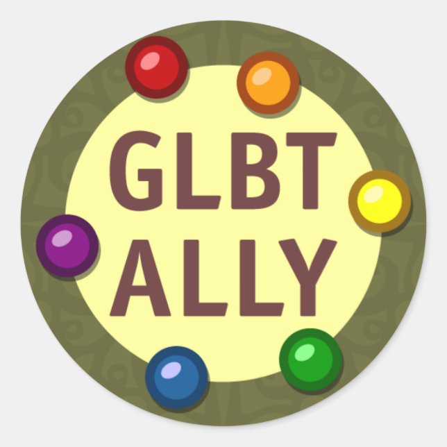 Redonda GLBT Ally Baubles Round Pegatina (Anverso)