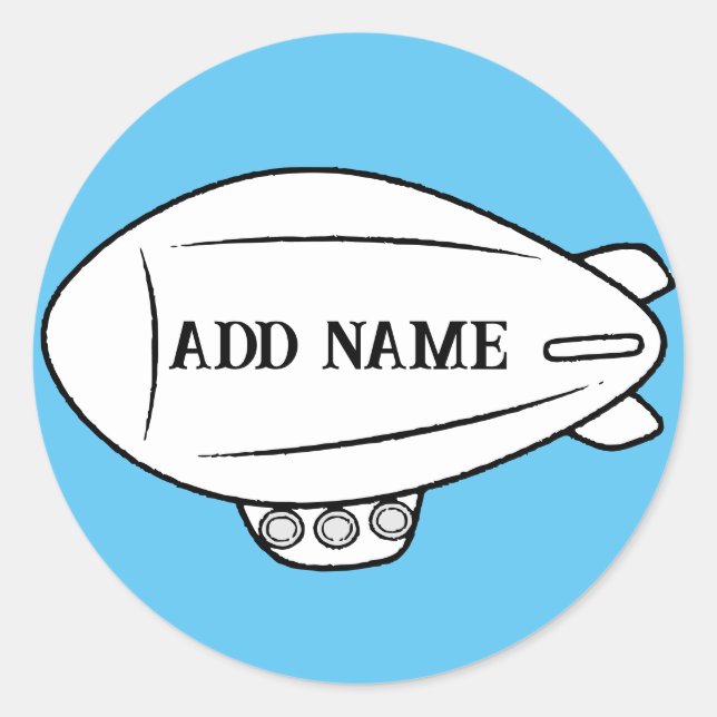 Redonda Globo De Blimp Blanco En Pegatina De Personalizado (Anverso)