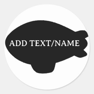 Redonda Globo De Blimp Negro En Pegatina De Personalizado 