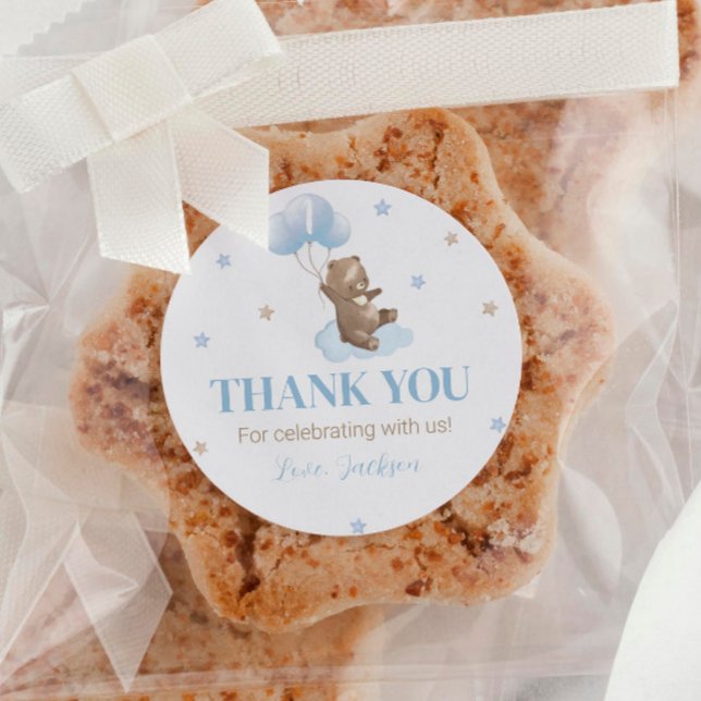 Redonda Globo de oso mínimo Pegatina de cumpleaños 1 (Subido por el creador)