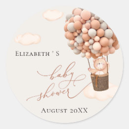 Redonda Globos de oso Pegatina de Baby Shower
