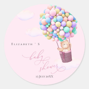 Redonda Globos de oso Pegatina de Baby Shower