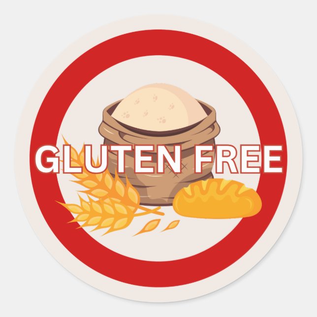 Redonda Gluten Free Food Allergy Alert Pegatina Clásico (Anverso)