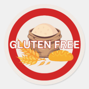 Redonda Gluten Free Food Allergy Alert Pegatina Clásico