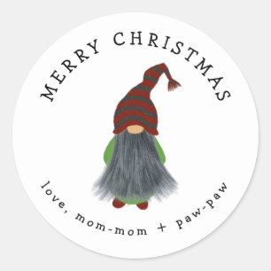 Redonda Gnome con Navidades de barba gris pegatina regalo