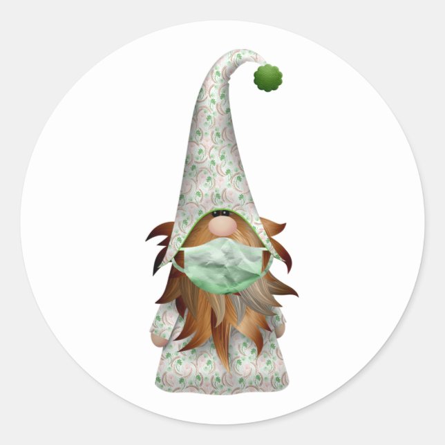 Redonda Gnome Covid 19 Pegatina (Anverso)
