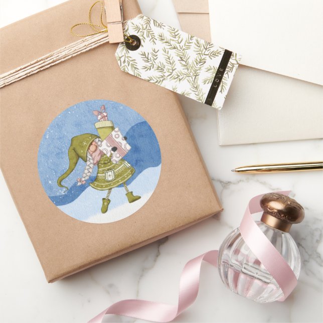 Redonda Gnome navidad con Pegatina de regalos (Regalar)