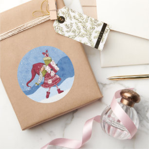 Redonda Gnomo de Navidad con regalos Pegatina