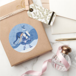 Redonda Gnomo de Navidad con regalos Pegatina