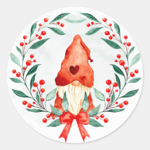 Redonda Gnomo de Navidad Pegatina