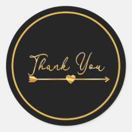 Redonda Gold Gracias con Arrow Circle Pegatina