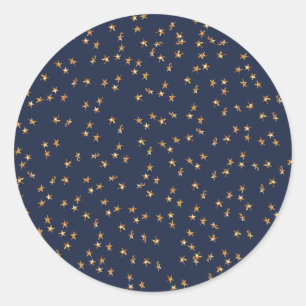 Redonda Gold Stars Midnight Blue Classic Round Pegatina