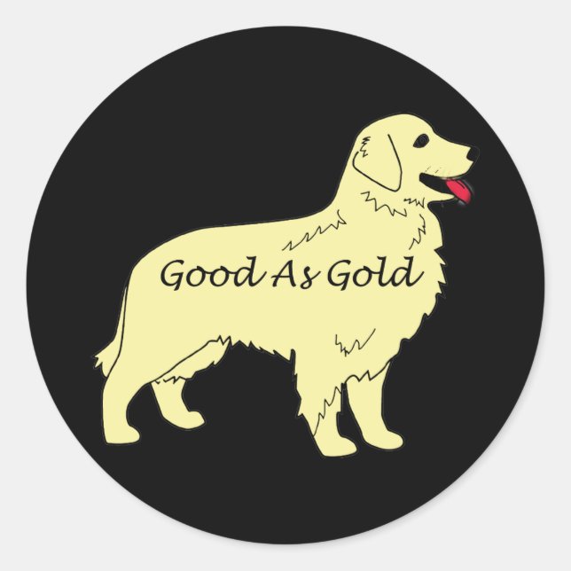 Redonda Golden Retriever Good As Gold Pegatina (Anverso)