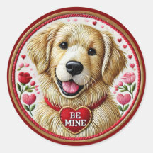 Golden Retriever Valentine Pegatina Art
