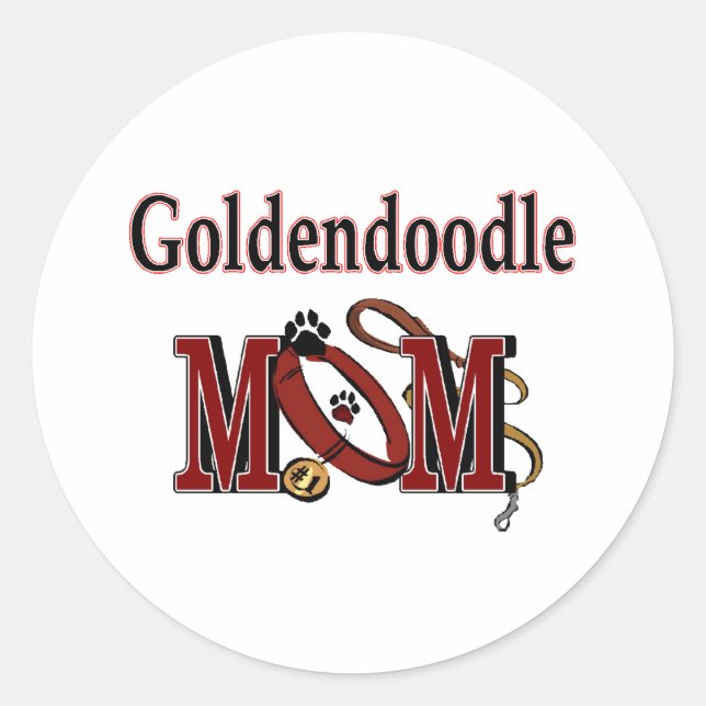 Redonda Goldendoodle Mom Pegatina (Anverso)
