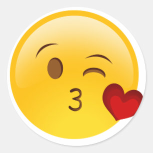 Redonda Golpear a un pegatina de emoji de beso