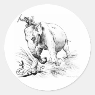 Redonda GOP Elephant Pegatina