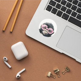 Redonda Gorila pequeño con Pegatina de anteojos rosados