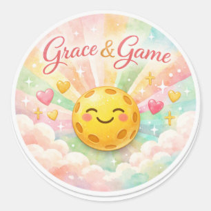 Redonda “Gracia y Juego – Pegatina de Fe Pastel de Pickleb