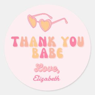 Redonda Gracias Babe Heart Gafas de sol Pegatina redondo