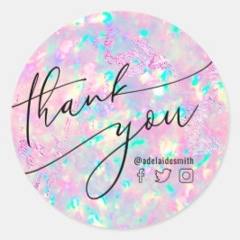 Redonda gracias, brillante pegatina redondo clásico opal