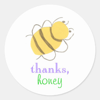 Redonda "Gracias cariño" pegatina de abejas
