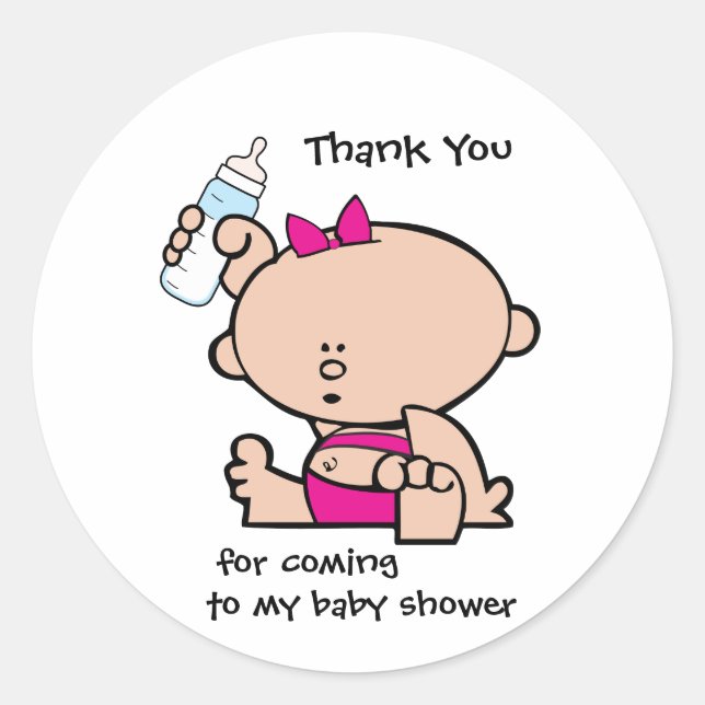 Redonda Gracias Chica Baby Shower Gift Tag Pegatina (Anverso)