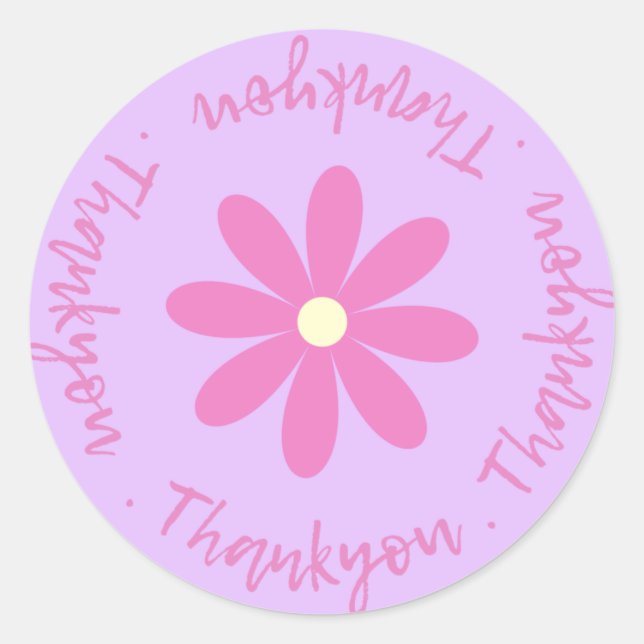 Redonda Gracias Con Pegatina De Flores (Anverso)
