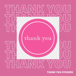 Redonda gracias en pegatina redondo clásico rosa