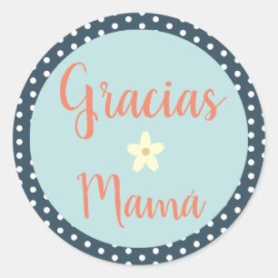 Redonda Gracias/Gracias Pegatina española por mamá