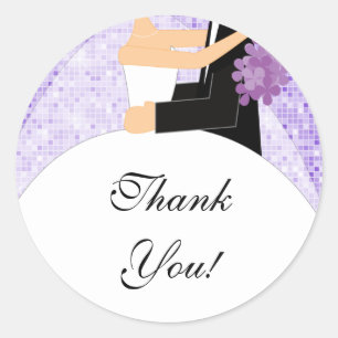 Redonda Gracias Pegatina Bridal Shower Bride Groom Purple