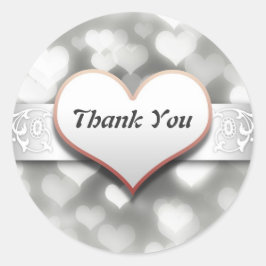 Redonda gracias pegatina de corazones de amor blancos eleg