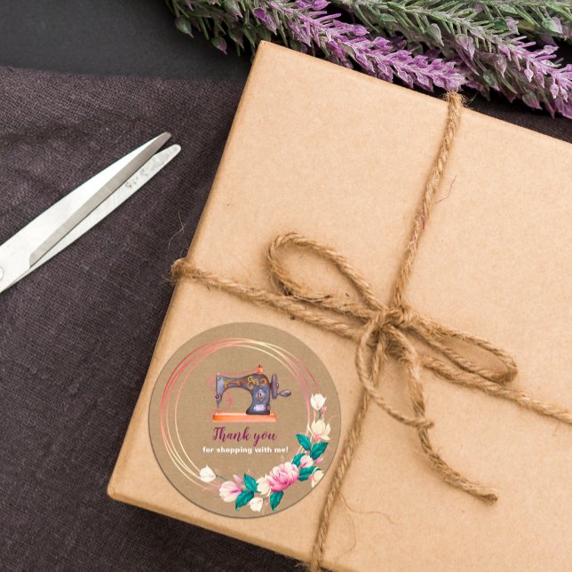 Redonda Gracias pegatina de kraft floral de máquina de cos (Subido por el creador)